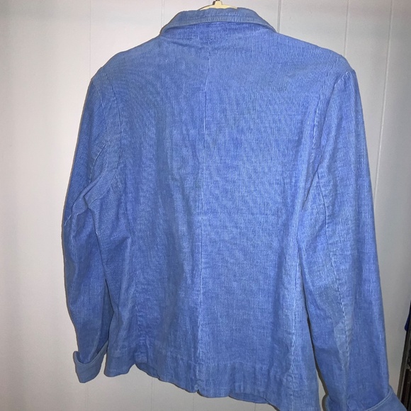 Bamboo Traders blue cotton blend Corduroy chore coat Sz L button front stretch - Picture 5 of 6